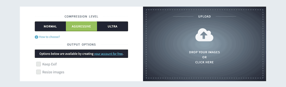 A interface Imagify