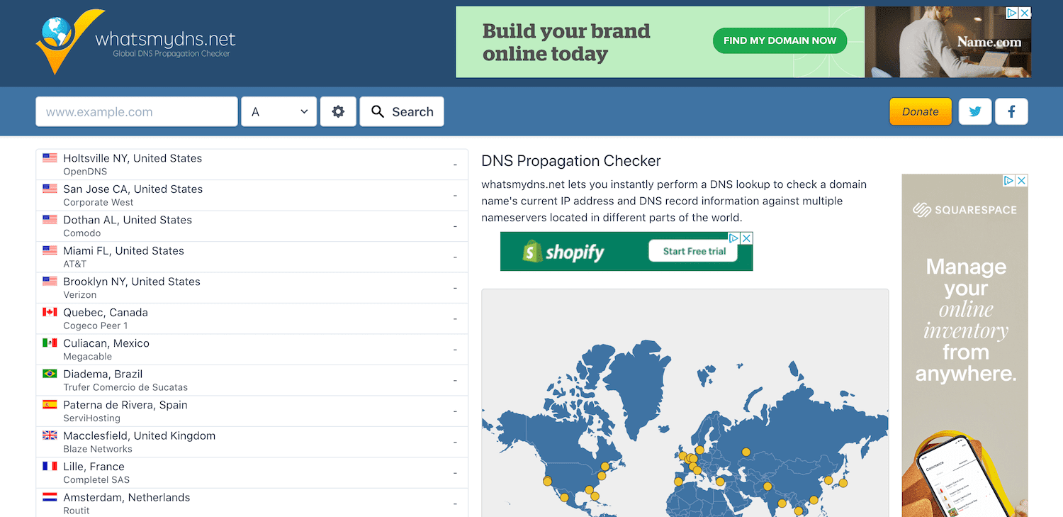 whatsmydns homepage