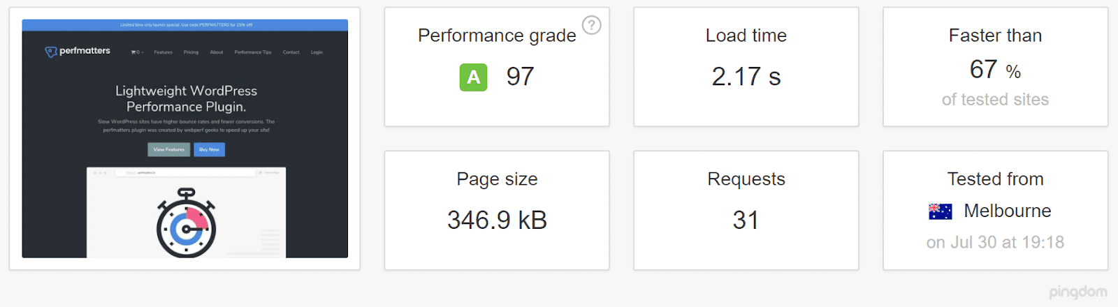 Sem teste CDN usando um servidor na Austrália