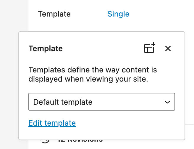 O popover de template no WordPress 6.1