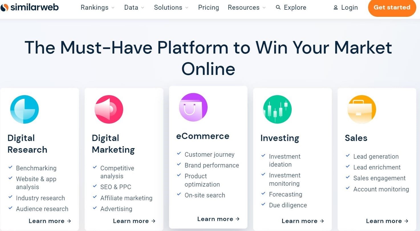 De startpagina van Similarweb met de kop 