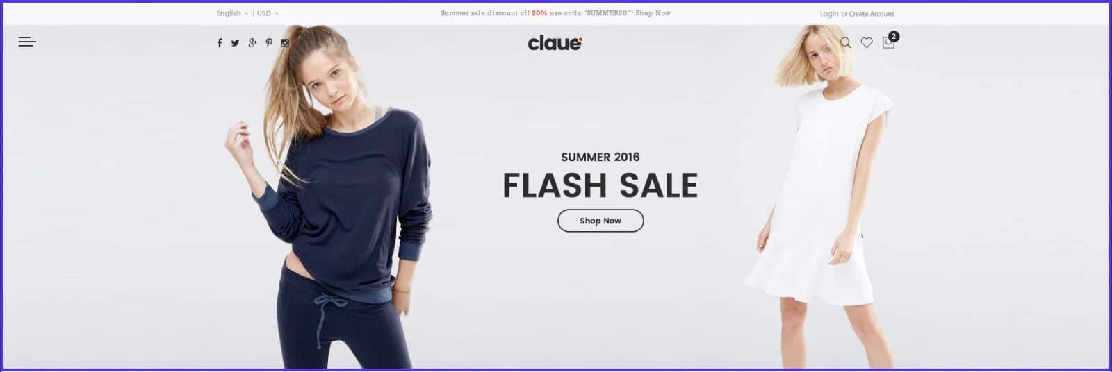 Screenshot of the website for the affiliate WordPress theme Claue.