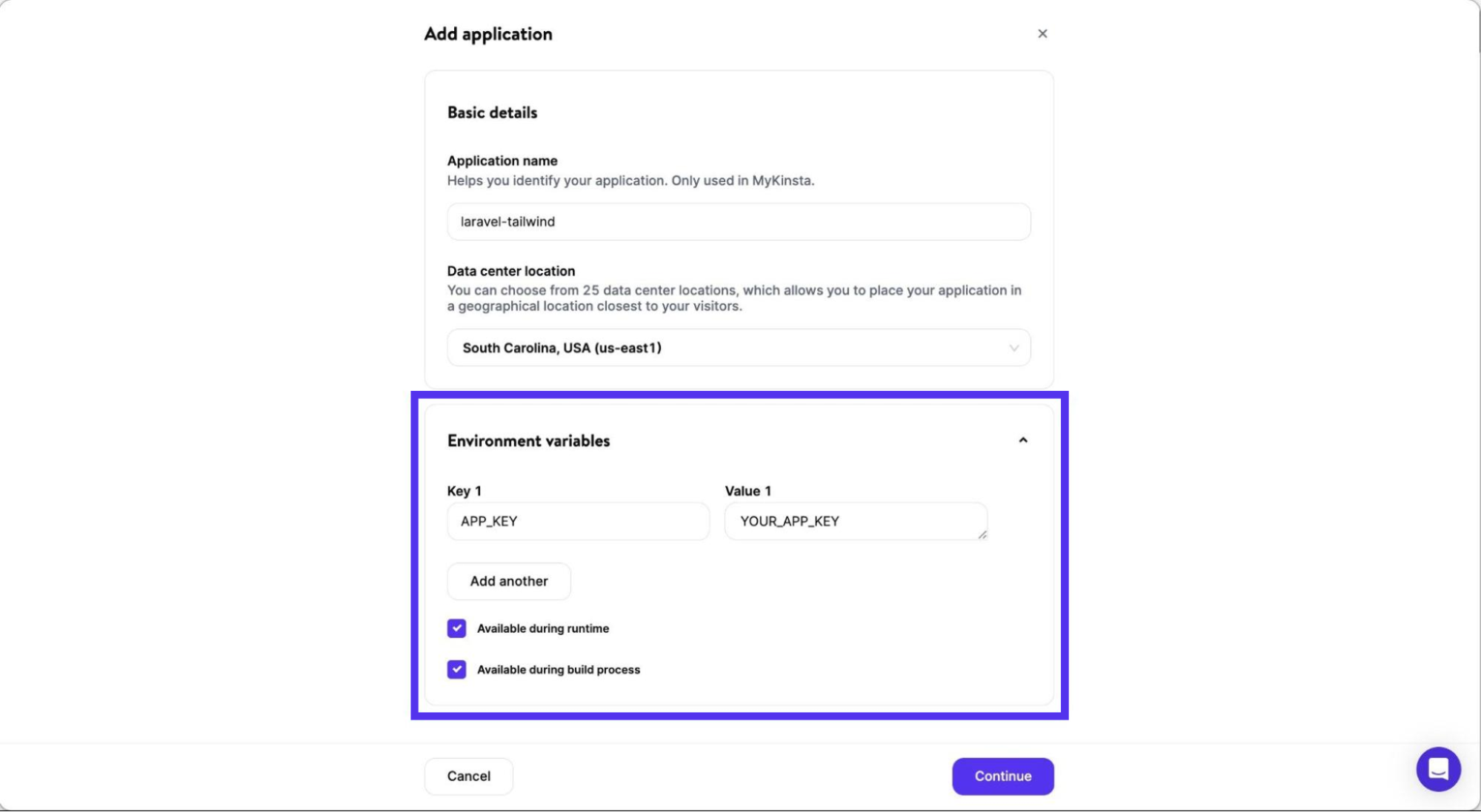 Configurar las variables de entorno de la aplicación en Kinsta