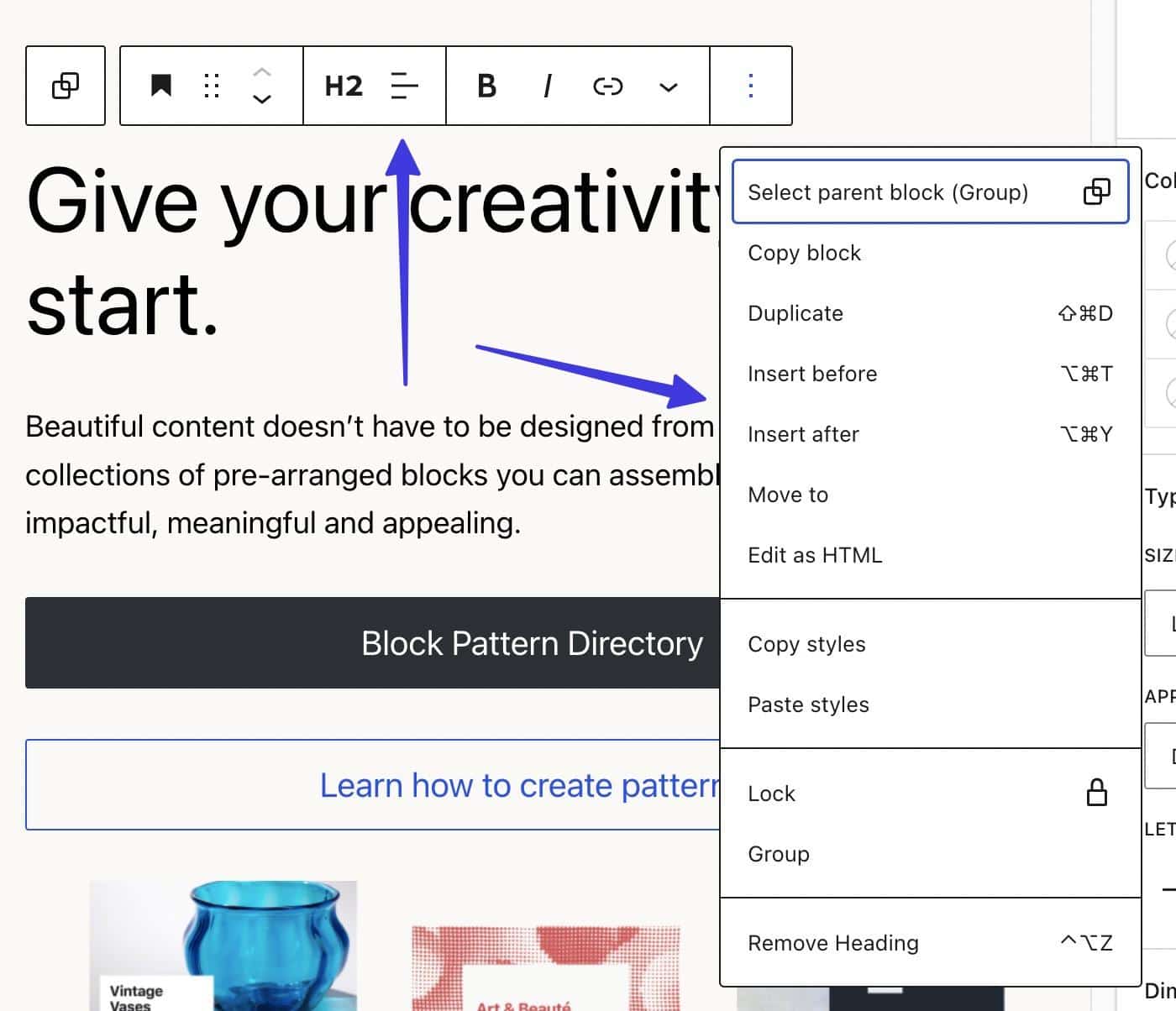 Toolbar in Gutenberg vs Elementor