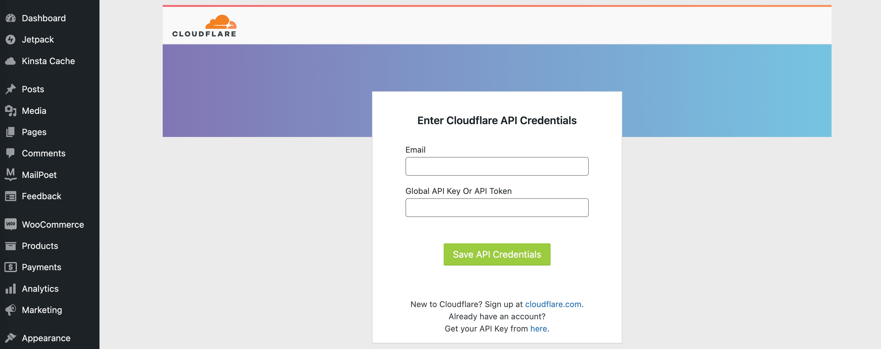 API del plugin WordPress di Cloudflare