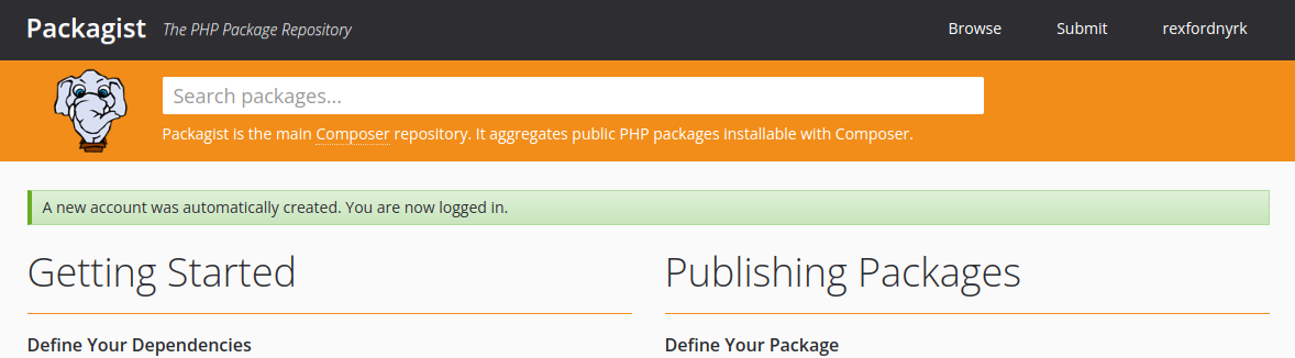 GitHubでPackagistにログイン