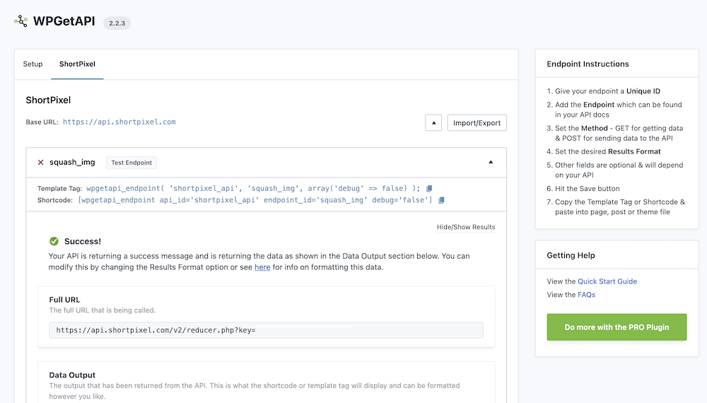 Test d'un point de terminaison dans WPGetAPI.