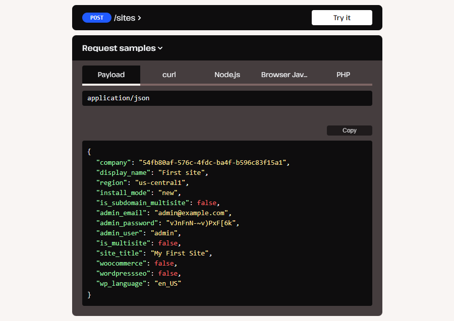 L'API Kinsta facilite la création ou le clonage d'un site WordPress.
