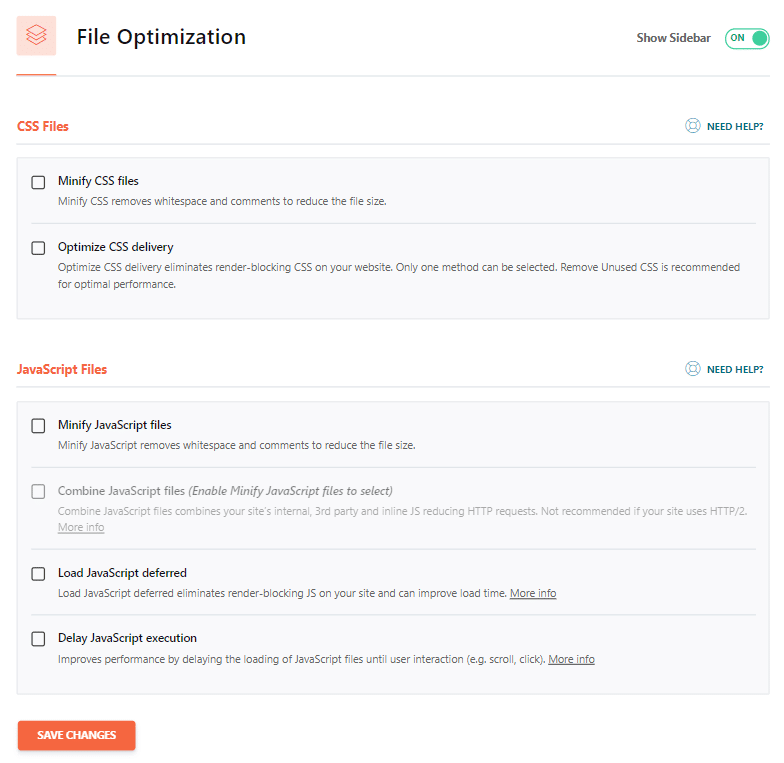 WP Rocket Datei-Optimierung