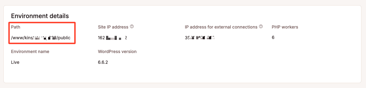 Ruta del servidor del sitio WordPress.