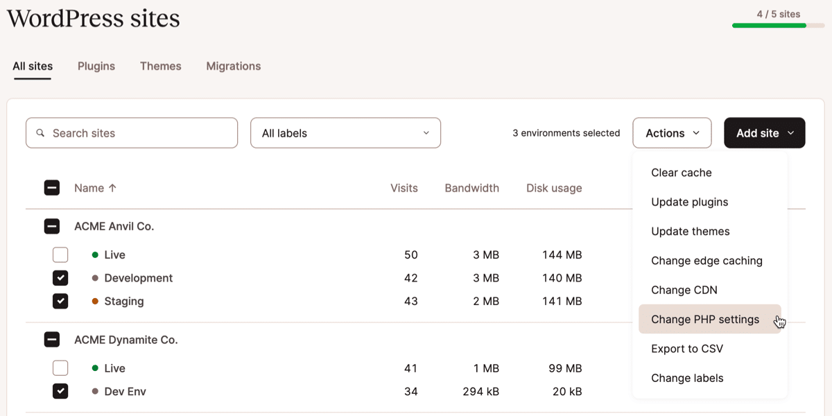 Een PHP update starten voor meerdere WordPress omgevingen.