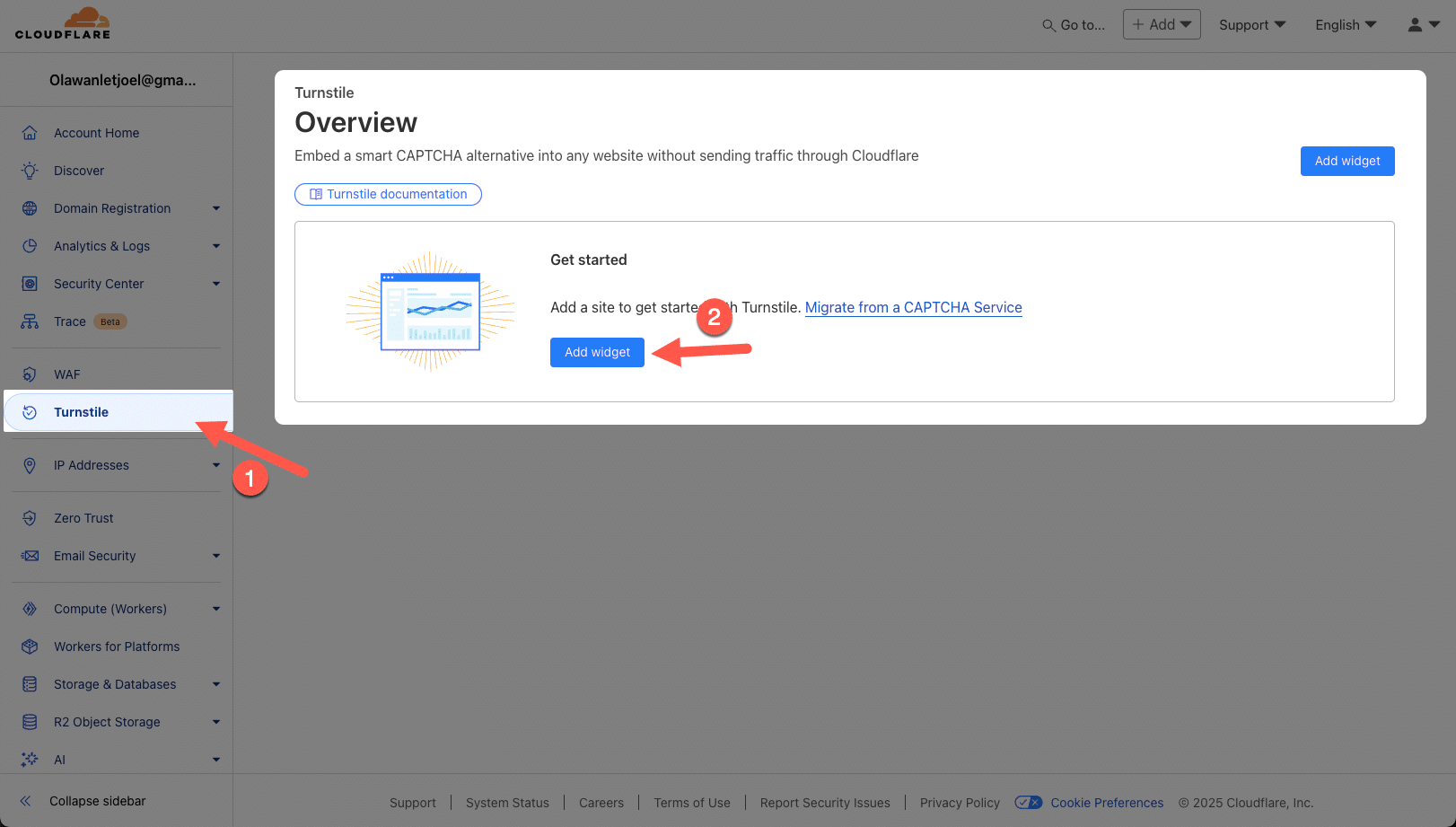 Criando um widget Turnstile do Cloudflare para a segurança do WooCommerce.
