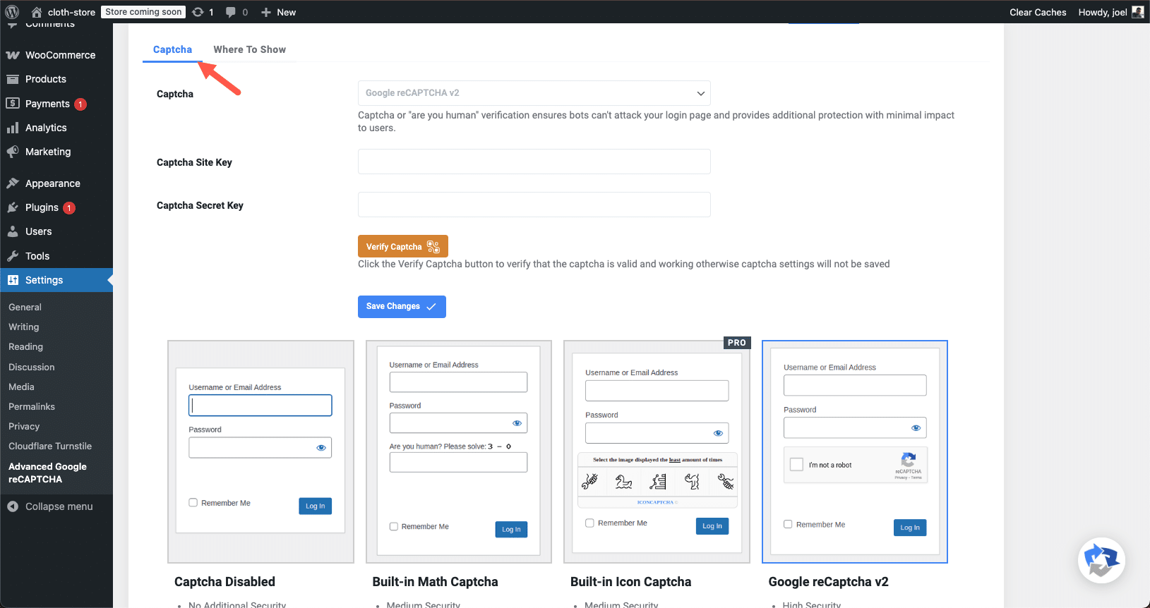 Configurando o Advanced Google reCAPTCHA no WordPress.