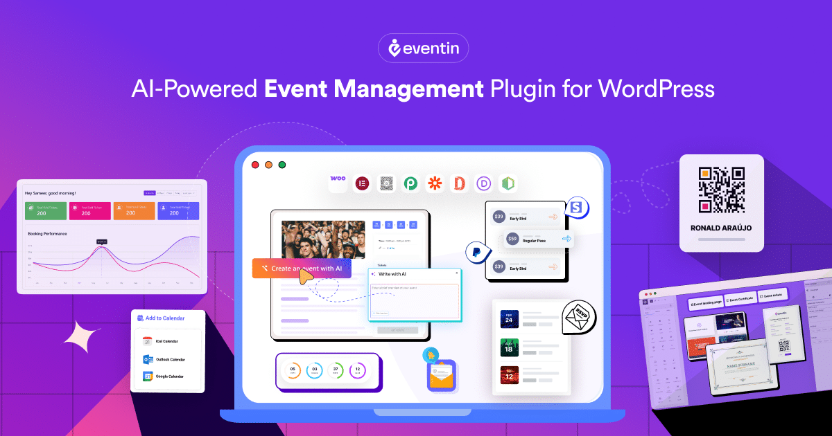 Een screenshot van de website van de Eventin-plugin.