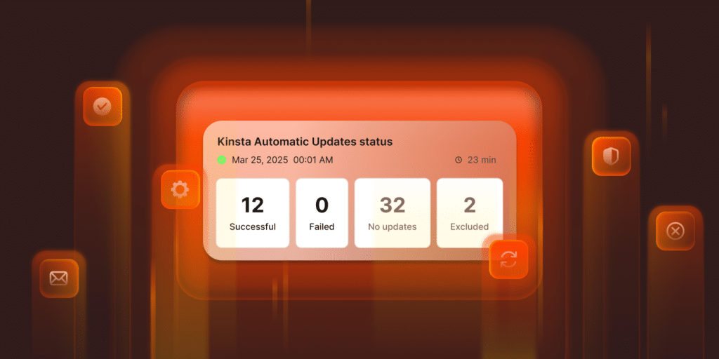 An illustration representing the results display of Kinsta Automatic Updates.