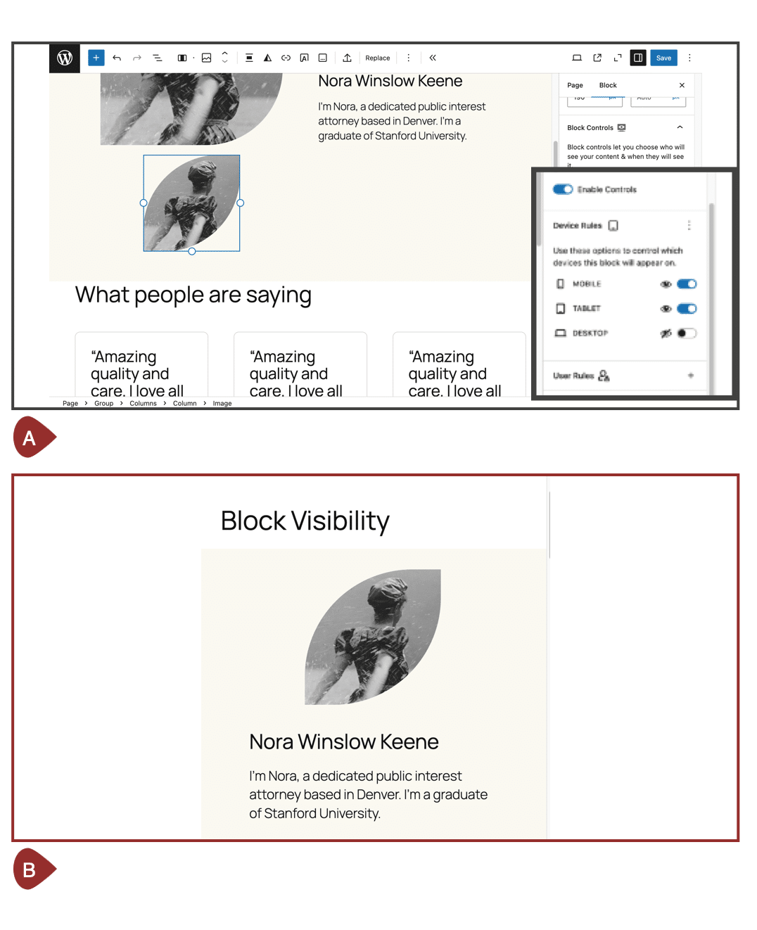 画像ブロックにデバイス端末のルールを追加(モバイル、タブレットで表示)