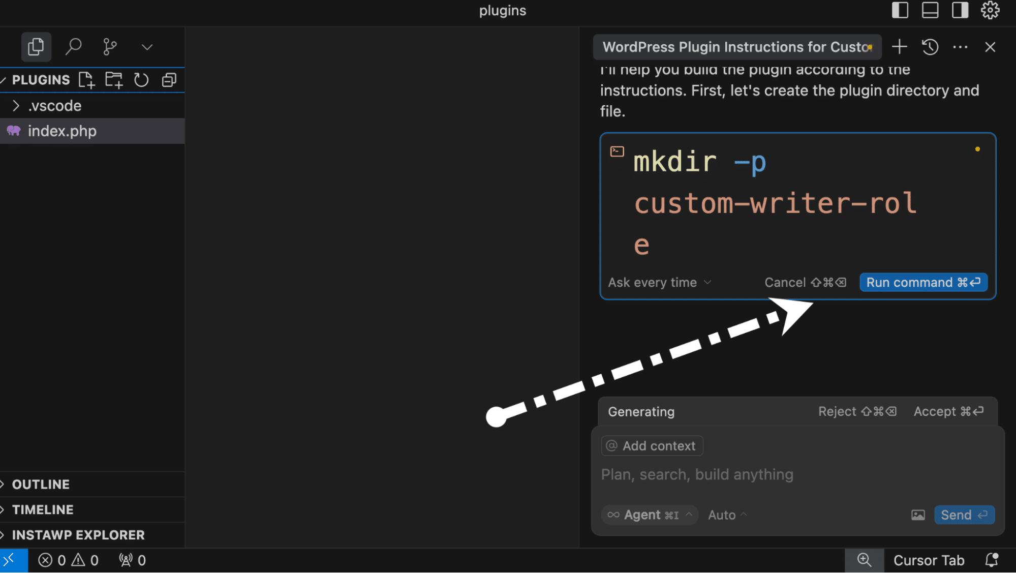Cursor run command