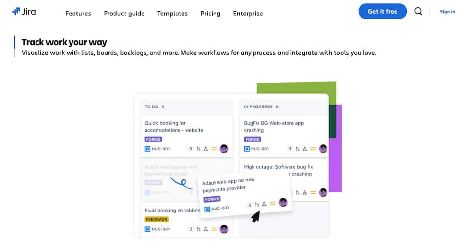 Una captura de pantalla de la interfaz de Jira.
