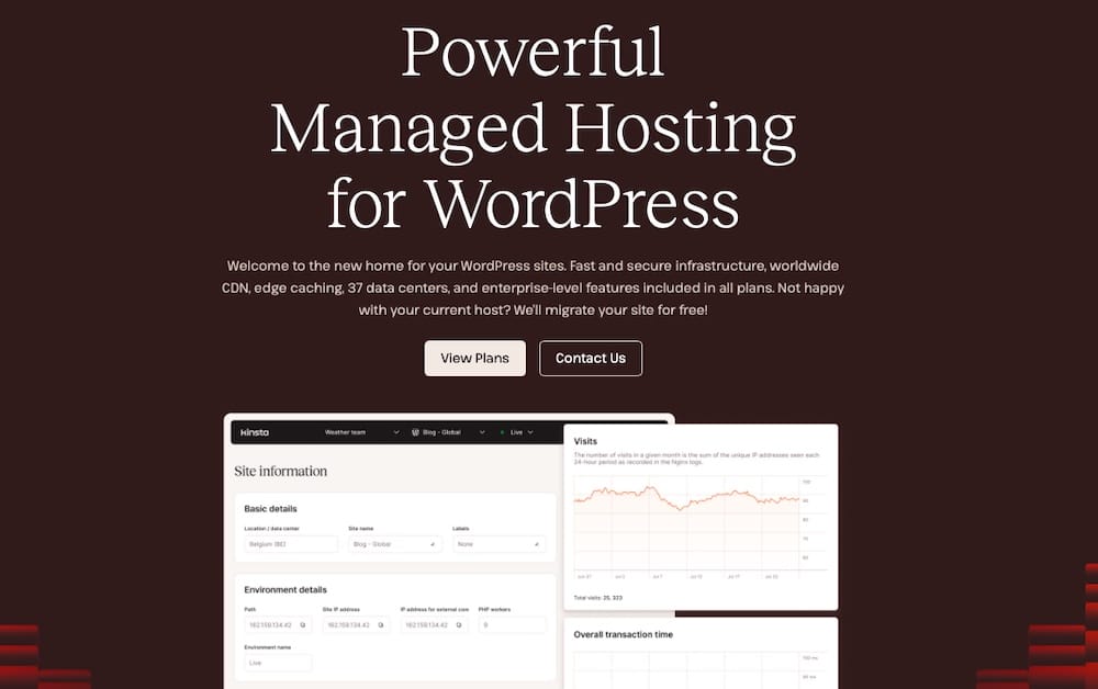 Captura de tela da página de hospedagem gerenciada para WordPress no site da Kinsta.