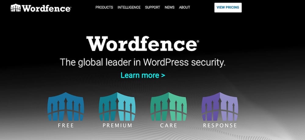 Captura de tela da página inicial do Wordfence.