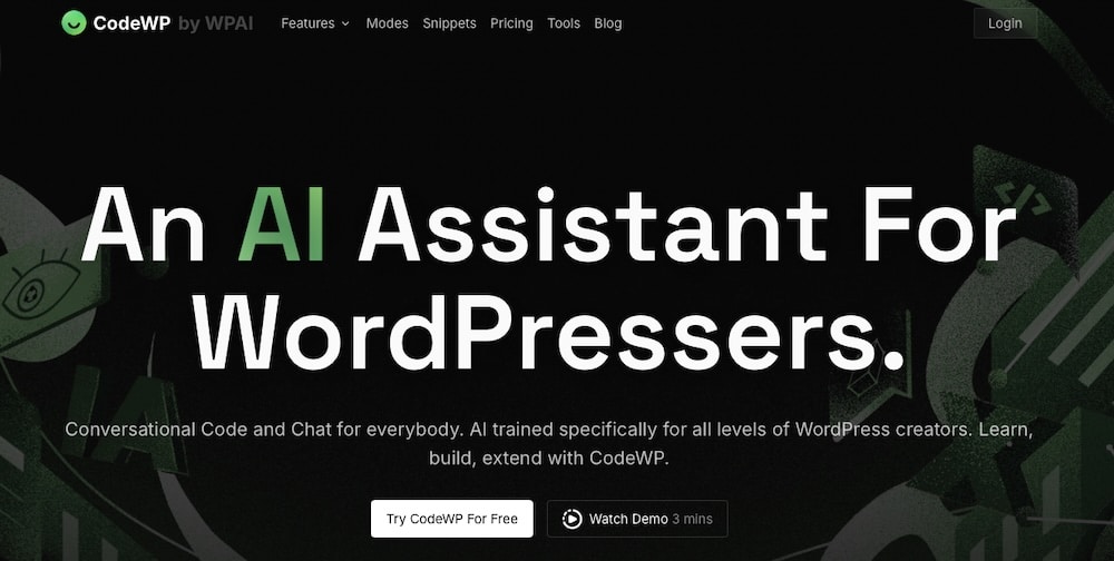 CodeWP est un assistant IA pour les propriétaires de sites WordPress.