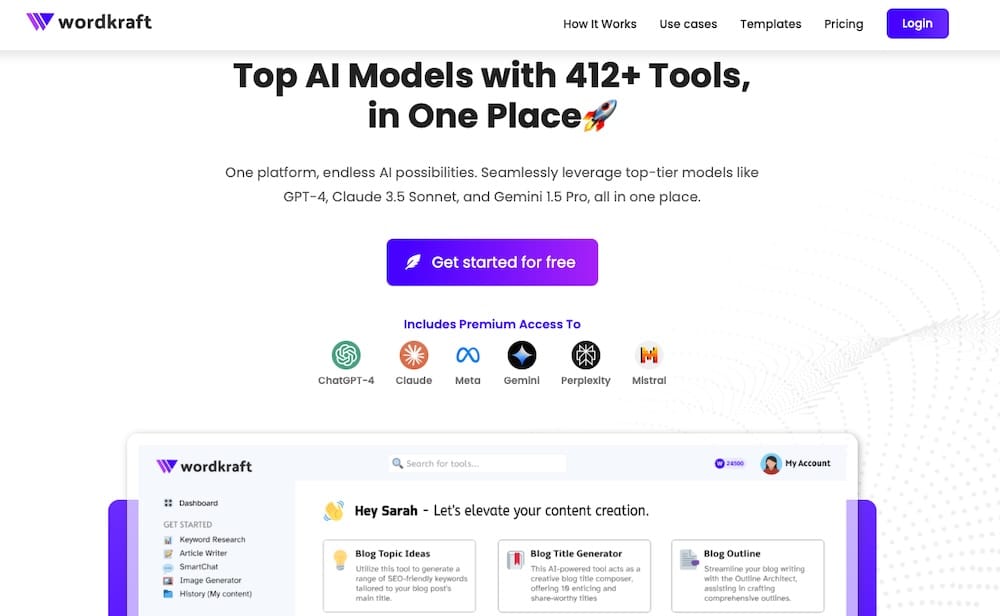 Wordkraft.ai donne accès à des tonnes d'outils d'intelligence artificielle pour accélérer la conception de sites web.