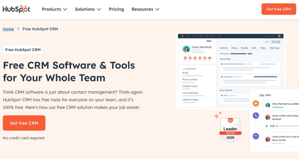 De HubSpot homepage.