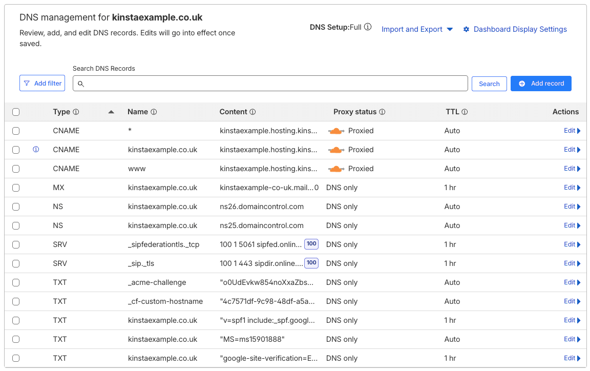 record dns di cloudflare