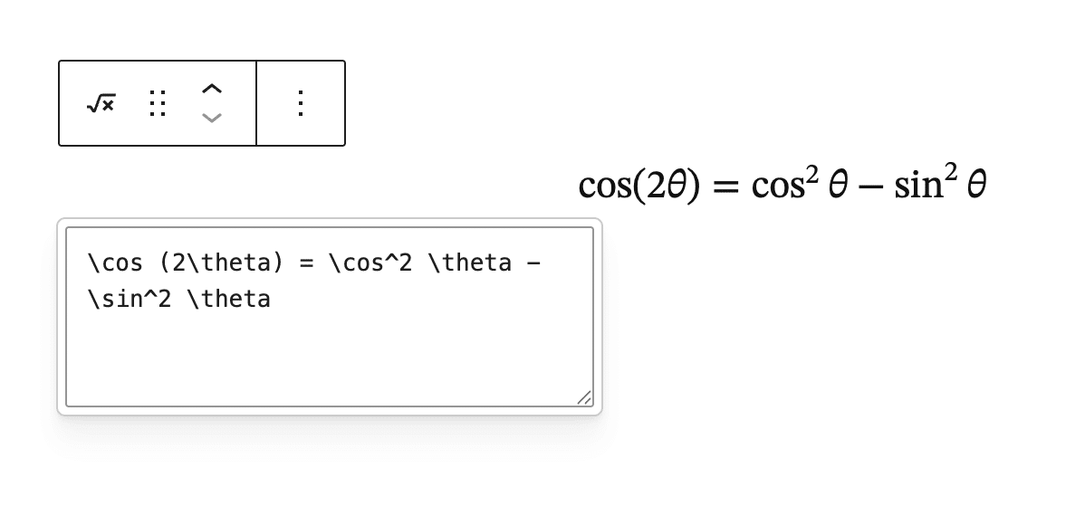 Math block preview.