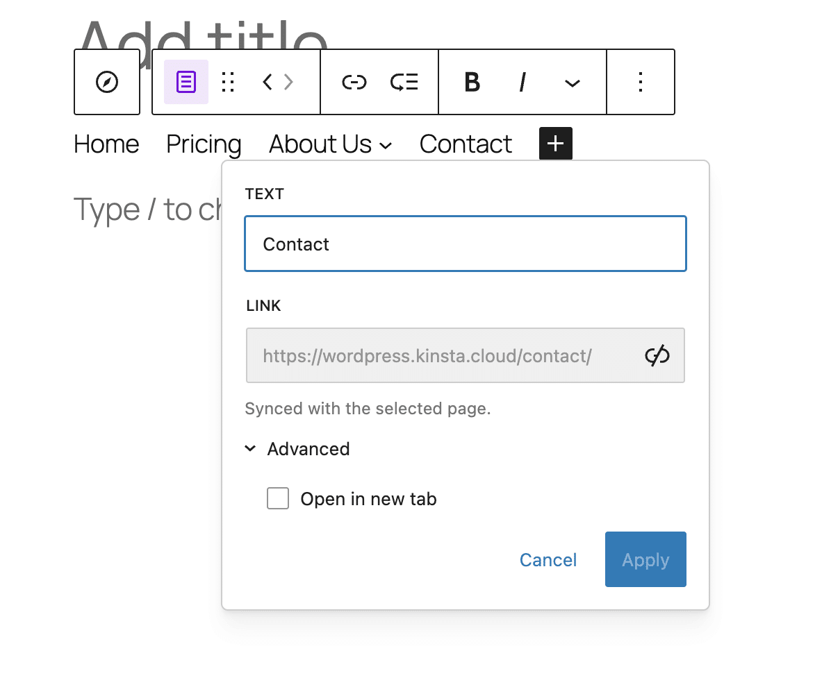 Synced link URL