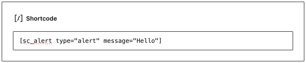 A Shortcode block