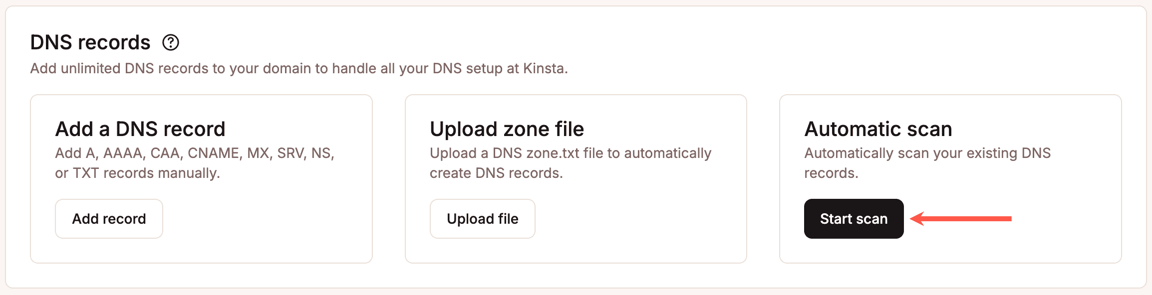 Scansione automatica dei record DNS