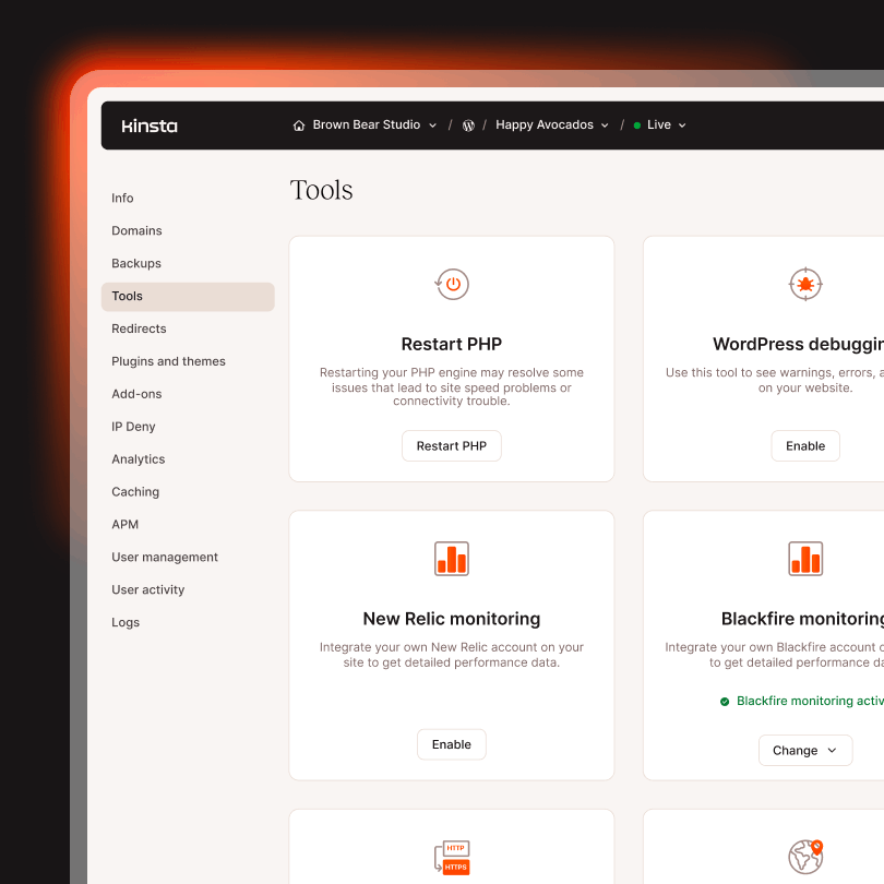 MyKinsta dashboard gives users complete control