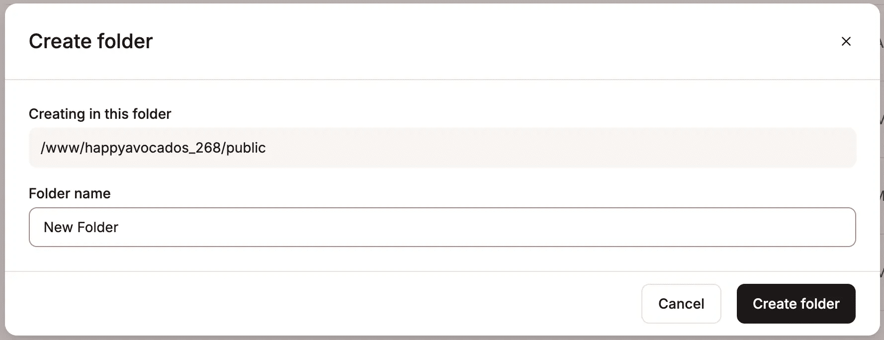 Ordnernamen eingeben, um einen Ordner im Dateimanager zu erstellen