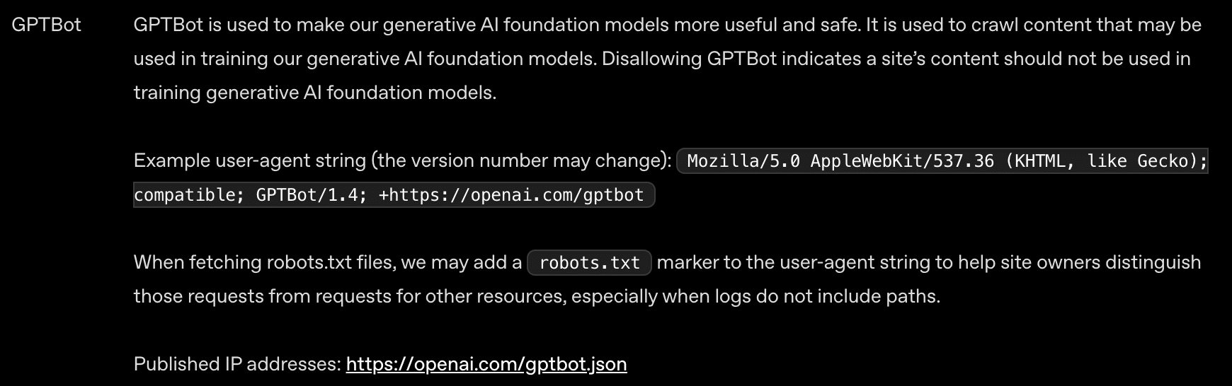 Description of GPTBot